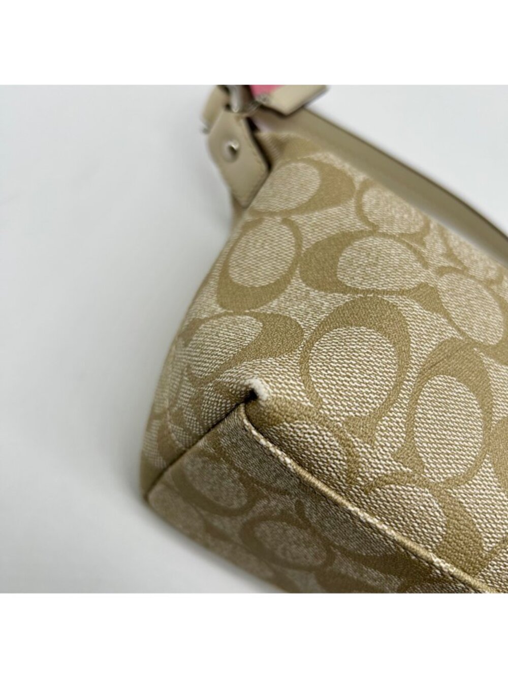Coach Legacy Beige Canvas Signature Stripe Top Handle Bag - Picture 9 of 10